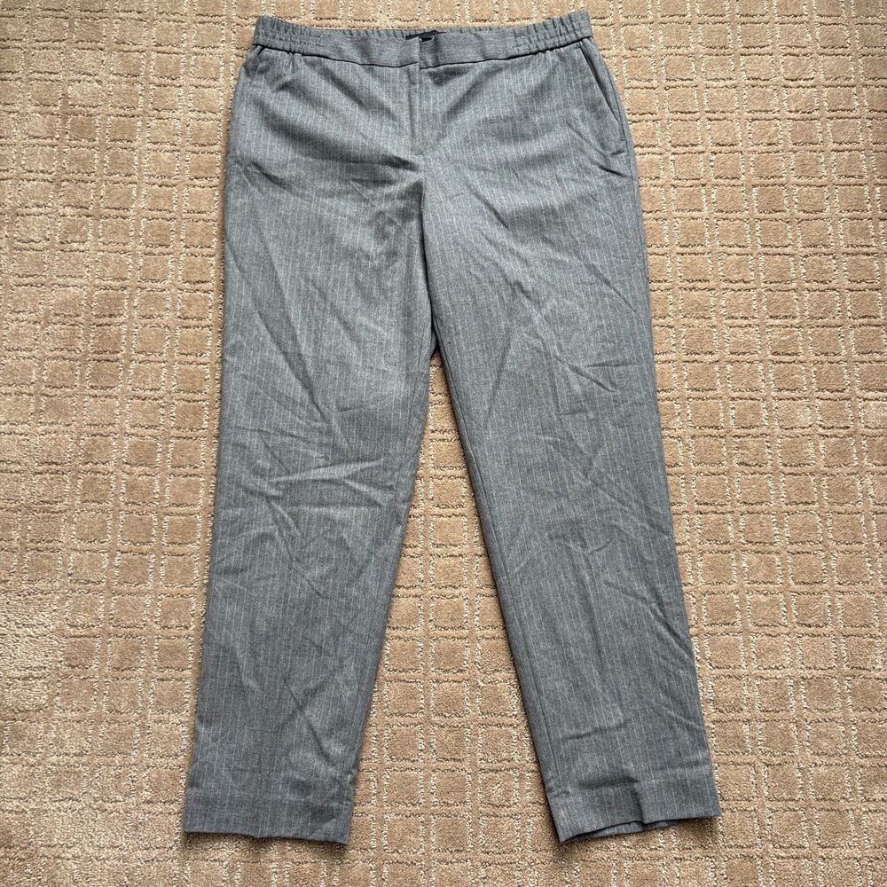 Talbots Wool Pin Stripe Pants Womens 10 Gray Italian Flannel NWT Office Workwear